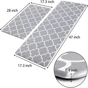 2 pc防滑厨房组合垫抗疲劳厨房垫高品质Pu Eva浴垫地板适用家居地毯