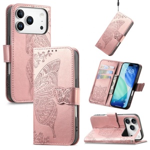 Funda Tipo Cartera con Ranuras para Tarjetas, Diseño de Mariposa, en Cuero PU, para iPhone 18 Pro Max, 17, 16, 15 - Product Image 1