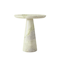 Table basse de luxe moderne à plateau rond en marbre vert avec socle en Calacatta Viola pour salon, chambre et extérieur – Matériau en pierre