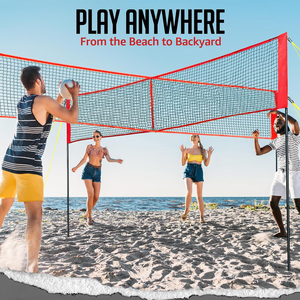 Ensemble de filet de <span class=keywords><strong>volley</strong></span>-ball complet réglable en hauteur et mobile pour la plage, la cour et les sports de plein air en famille - Product Image 6