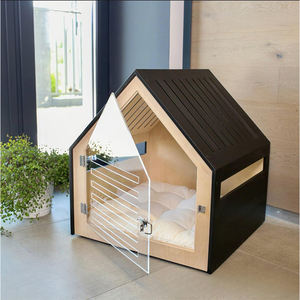 Nouvelle Maison pour Chiots <span class=keywords><strong>en</strong></span> Bois Écologique Style 2026, avec Porte Triangulaire Rayée, Cage Intérieure Tendance pour Chiens, Maison pour Chats, Lit pour Chiens, Niche pour Animaux de Compagnie - Product Image 4