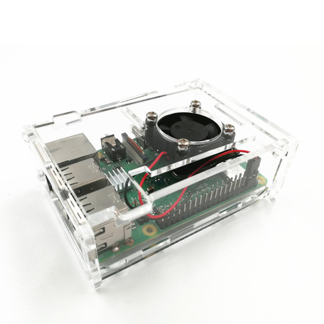 ABS Case for Raspberry Pi 3 Model B+/3B Development Board Transparent Shell with Optional Cooling Fan