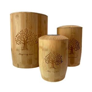 Guci Kenangan Abu Hewan Peliharaan Portabel Modern Ramah Lingkungan Motif Leopard dari Bambu untuk Luar Ruangan, Wadah Penyimpanan Abu Hewan Peliharaan yang Tertutup Rapat - Product Image 4
