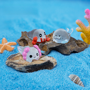KI huacui Animales marinos: Pulpo pequeño, <span class=keywords><strong>león</strong></span> marino, escorpión, cangrejo ermitaño, decoración de paisaje para acuario DIY, mini adornos - Product Image 4