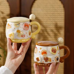 Tasse en céramique magnétique Lelyi, motif animal de dessin animé, créative, pour étudiant, avec couvercle, compatible lave-vaisselle et micro-ondes, pour la rentrée scolaire et la maison - Product Image 5
