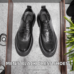 Wholesale Men's Solid Breathable Lightweight <b>Rubber</b> Winter Office & Career Casual Shoes Black Outdoor Lace-up Walking <b>Dress</b> - Product Image 2