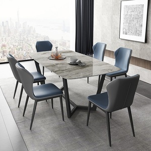 Table à manger au design nordique avec plateau en pierre sintrelée et pieds en bois massif, couleur personnalisable pour salle à manger - Product Image 2