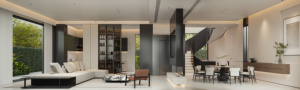 Villa tasarım mutfak dolabı tasarım iç tasarımı yüksek hacimli Villa kanepe yemek masası sandalye asılı dolap oturma odası - Product Image 6