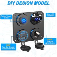 Cargador USB C de 12v para Montaje en Panel con Voltímetro LED e Interruptor Basculante