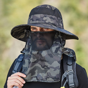 Sombrero de pescador de camuflaje al por mayor con cubierta de cara y cuello gorra de pesca de camuflaje al aire libre sombreros de pescador - Product Image 4