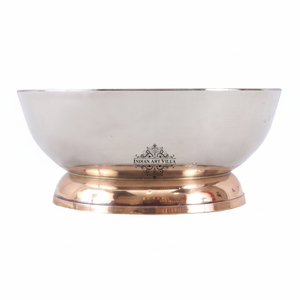 Indianartvilla ชามสเตนเลสสตีลบริสุทธิ์พร้อมฐานก้นทองแดง-เครื่องใช้บนโต๊ะอาหาร160มล. สำหรับจัดเก็บและเสิร์ฟ - Product Image 1