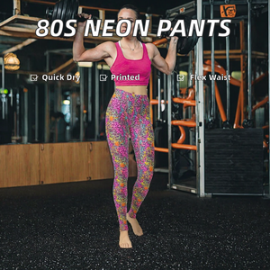 Leggings de Mujer con Estampado Artístico de Neón Estilo Años 80, Pantalones Elásticos Suaves como la Mantequilla, Tejido Elástico con Estampado Personalizado, Casual, de Fábrica - Product Image 2