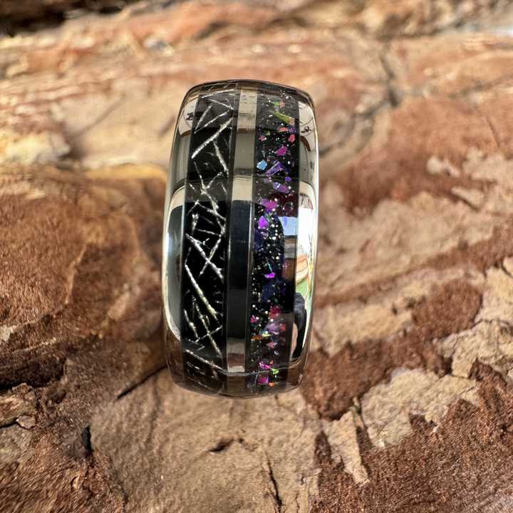 Macho Jewelry 8MM Tungsten Carbide Rings With Black Silver Sticker and ...