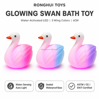 Jouet de bain en caoutchouc LED flamant rose lumineux, jouet de bain en plastique clignotant et flottant, animal lumineux en vinyle avec lumières colorées