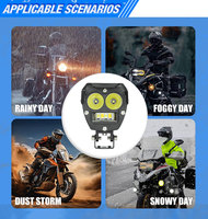 Lampe auxiliaire pour moto 12-80V, étanche IP67, projecteur pour conduite par temps pluvieux, brumeux et neigeux, lumière de brouillard jaune et blanche 24W
