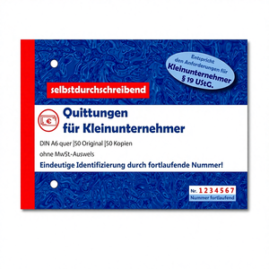 Bloc-notes pour les petites entreprises DIN A6 perforé 2 x 50 feuilles auto-copiantes numérotées consécutivement 7 chiffres uniques - Product Image 1