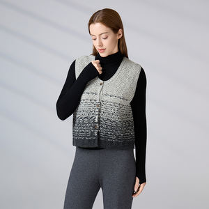 Custom Gradient Color V-Neck <b>Knit</b> Vest 100% Wool <b>Women</b> Sleeveless Button Down Cardigan Casual Layered <b>Knit</b> <b>Waistcoat</b> - Product Image 6