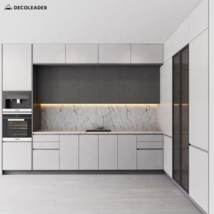 โครงการหรูหราระดับไฮเอนด์ตู้ครัวแสงสีเทาเข้มประตูบุปรับแต่งสำหรับโครงการ - Product Image 1