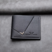 Nouveau Portefeuille Court Homme, Fin et Tendance, avec Multi-Compartiments, Zippé Intérieurement, en Cuir Souple pour Affaires