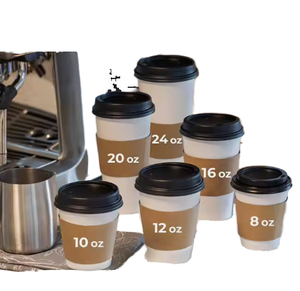 Paquete de Vasos de Papel Desechables Personalizados de 12 oz con Tapas y Fundas, MOQ Bajo, Corrugados para Bebidas Calientes, Vasos de Papel para Café de Pared Simple con Estampado - Product Image 4