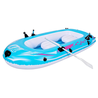Kayak gonflable bleu personnalisé pour 3 personnes, en PVC, type sit-on-top, pour la pêche en rivière, longueur 4m, avec coque en PC