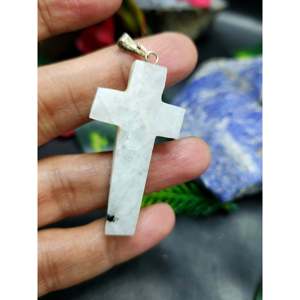 จี้รูปไม้กางเขนทำมือประดับมูนสโตน - งดงามดุจเทพ - จำนวนจำกัด 1 ชิ้น - Product Image 1