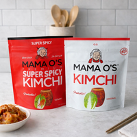 Sachets personnalisés étanches à fermeture éclair pour aliments acides, kimchi coréen, cornichons, avec valve d'air, 12oz 14oz
