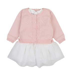 Ensemble mode pour fille Cardigan et <span class=keywords><strong>jupe</strong></span> à col en dentelle pour style et confort - Product Image 3