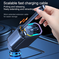 12v 24v 4 in 1 Dc Portable Multi Port Pengisi Daya Super Cepat Tipe c Adaptor Ponsel Elektrik Pengisi Daya Mobil Retractable