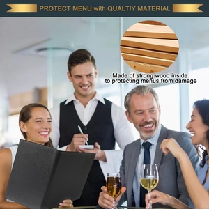 Porte-menus de restaurant 8,5 x 14 pouces, porte-menus en cuir à deux vues, portes-menus en cuir noir pour cafés, bars - Product Image 5