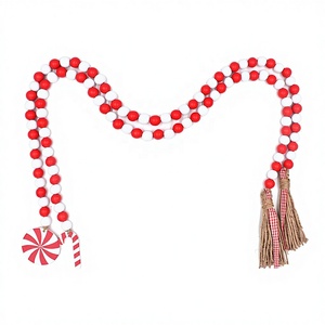 Nouvelles pampilles en corde de chanvre à motif café et perles en bois colorées pour la décoration de plateaux, ornements et pendentifs - Product Image 3