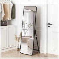Grand miroir sur pied pour chambre à coucher, miroir mural intelligent à LED pleine longueur avec support