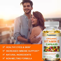 Ausreson OEM Gélules de Vitamine E Bio, Complément Végétalien Sans Sucre, Antioxydant et Éclaircissant pour la Peau