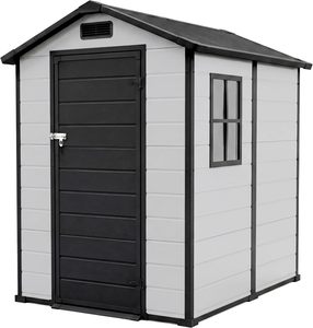 Armoire <span class=keywords><strong>de</strong></span> rangement d'outils en résine plastique étanche, robuste et pratique, idéale pour l'extérieur, le patio, le jardin et la cour – Meilleure vente - Product Image 1