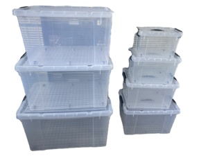 Caja <span class=keywords><strong>de</strong></span> Almacenamiento <span class=keywords><strong>de</strong></span> Plástico Transparente <span class=keywords><strong>de</strong></span> Varios Tamaños con Cierres Laterales Negros, Contenedor Organizador Transparente Apilable <span class=keywords><strong>para</strong></span> Ropa, Juguetes y Armarios - Product Image 3