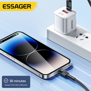 ESSAGER ES-X18 3Ft 6Ft Tressé PD <span class=keywords><strong>29W</strong></span> Usb Type C Données de Téléphone Portable Charge Rapide Cordon Câble pour Iphone - Product Image 2