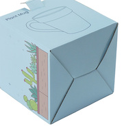 Boîte en carton ondulé écologique, recyclable, bleue, avec lamination mate, solution d'emballage haut de gamme pour le stockage de tasses à plantes, vente en gros
