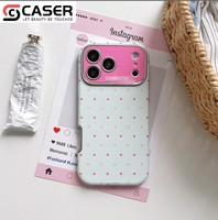 Coque de téléphone haut de gamme en PU imperméable au toucher doux, motif à pois, style mignon avec grande fenêtre, pour iPhone 18 Pro/18 Pro Max/17/16/15/14