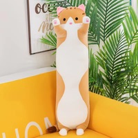 Coussin chat en peluche long et mignon, grand oreiller décoratif, oreiller de sommeil pour personne paresseuse, accessoires unisexes, emballé sous vide, multi-directionnel