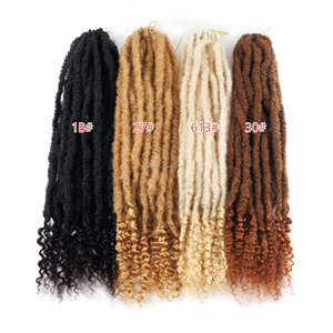 Boho <strong>Box</strong> <strong>Braids</strong> Locs Pre Looped Instant <strong>Dreadlocks</strong> Crochet Hair Synthetic Braiding Hair With Human Hair Curls - Product Image 3