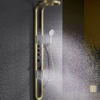 Pomme de douche à effet pluie en or brossé, système de douche multifonctionnel à LED, ensemble de salle de bain, douche cascade de luxe, colonne de douche