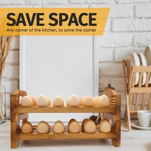 Trứng bằng gỗ chủ Countertop, <span class=keywords><strong>Stackable</strong></span> trứng lưu trữ Khay cho 36 gà tươi deviled trứng tổ chức mộc mạc nhà bếp trang trí - Product Image 4