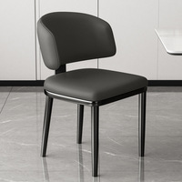 Chaise de salle à manger sans accoudoirs en cuir rembourré avec cadre métallique, design minimaliste italien et nordique, mobilier de luxe pour la maison