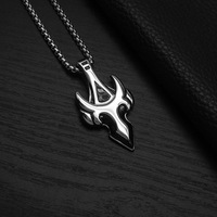 Collier médaillon chic vintage en acier inoxydable 316L, plaqué argent, avec pendentif punk en corne de taureau et pointe de flèche, personnalisable PVD OEM MGXL492