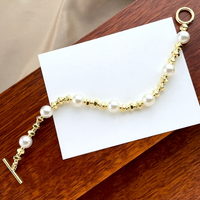 Bracelet de perles contemporain avec fermoir OT, chaîne réglable, bijou de luxe léger pour les vacances d'été