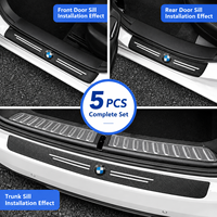 Protection de seuil de porte de voiture universelle, plaque de protection anti-rayures aspect fibre de carbone noire