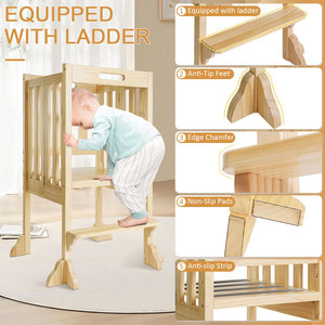 Tour <span class=keywords><strong>d</strong></span>'apprentissage en bois certifiée CPC, tabouret <span class=keywords><strong>d</strong></span>'aide de cuisine pour enfants, marchepied réglable en hauteur - Product Image 1