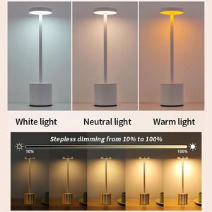 Classic Modern Table Lamp <b>USB</b> <b>Rechargeable</b> Battery Night <b>Light</b> Stepless Dimming Touch Control Simple Design Cordless Bedside - Product Image 3
