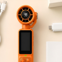 Ventilateur portable 2-en-1 avec caméra, appareil d'enregistrement de vlog, rotation à 180 degrés, écran numérique, charge USB-C