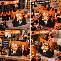 Sacs en papier personnalisés pour Halloween, sacs cadeaux en kraft avec poignées pour boutiques et emballages saisonniers